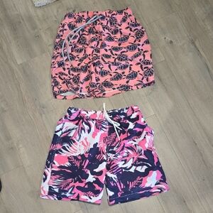Calvin Klein Pink and Navy Patterned Swim Shorts Set